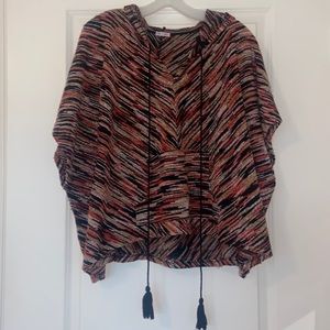 Hooded Aztec Poncho Sweater